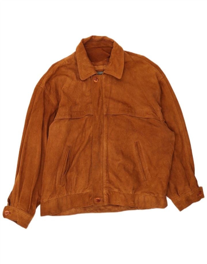 Vintage Mens Suede Jacket IT 52 XL Brown Leather