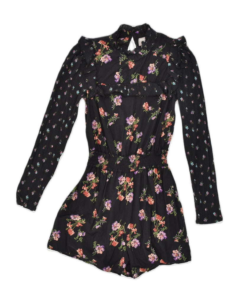 ASOS Womens Playsuit UK 8 Small Black Floral Viscose | Vintage Asos | Thrift | Second-Hand Asos | Used Clothing | Messina Hembry 