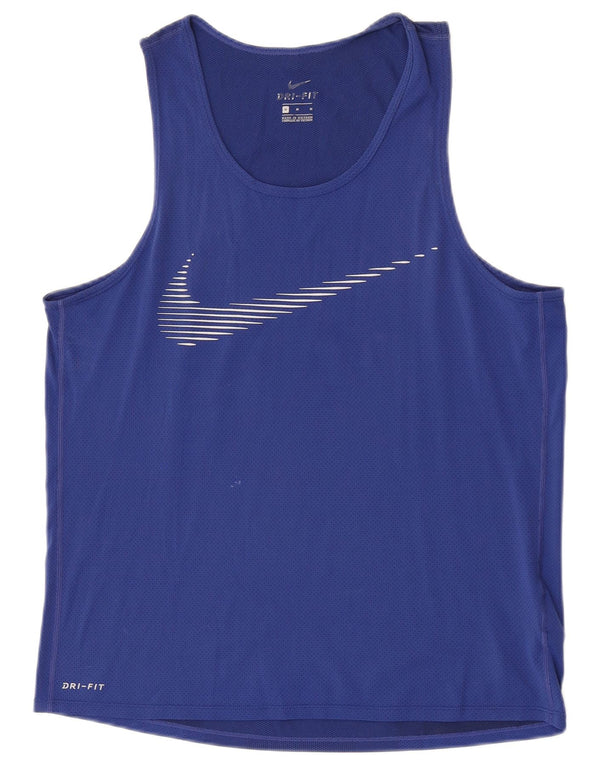 Nike Mens Dri Fit Graphic Vest Top Medium Blue Polyester