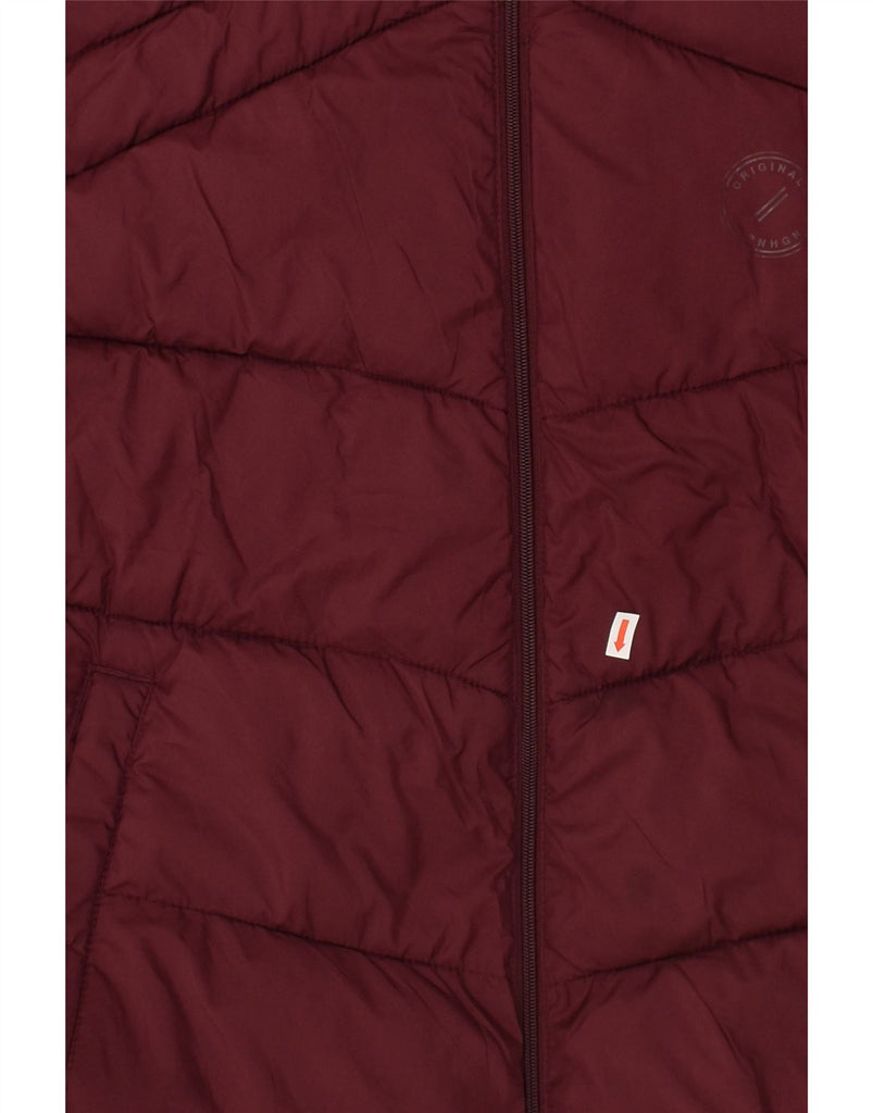 JACK & JONES Mens Hooded Padded Jacket UK 42 XL Burgundy Polyester | Vintage Jack & Jones | Thrift | Second-Hand Jack & Jones | Used Clothing | Messina Hembry 