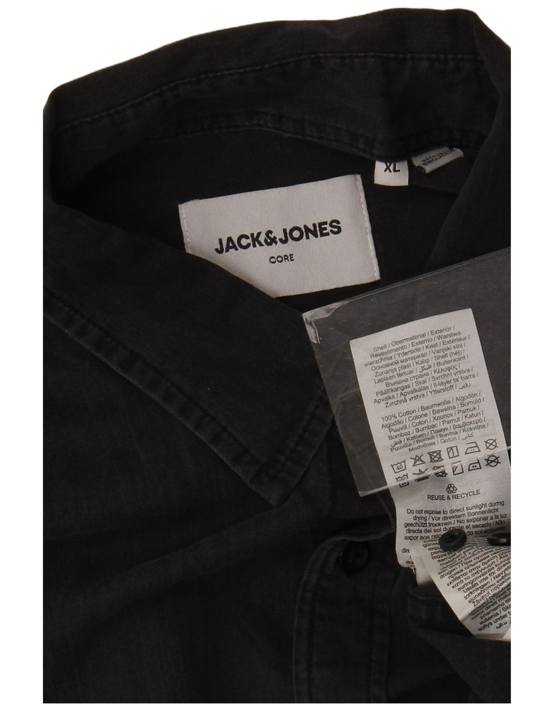 Jack & Jones Mens Denim Shirt XL Grey Cotton