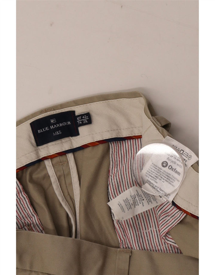 Marks & Spencer Mens Blue Harbour Pegged Chino Trousers W42 L29 Beige