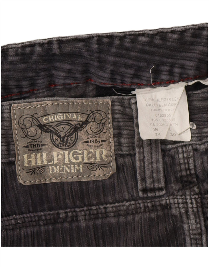 Tommy Hilfiger Mens Straight Corduroy Trousers W34 L30 Grey