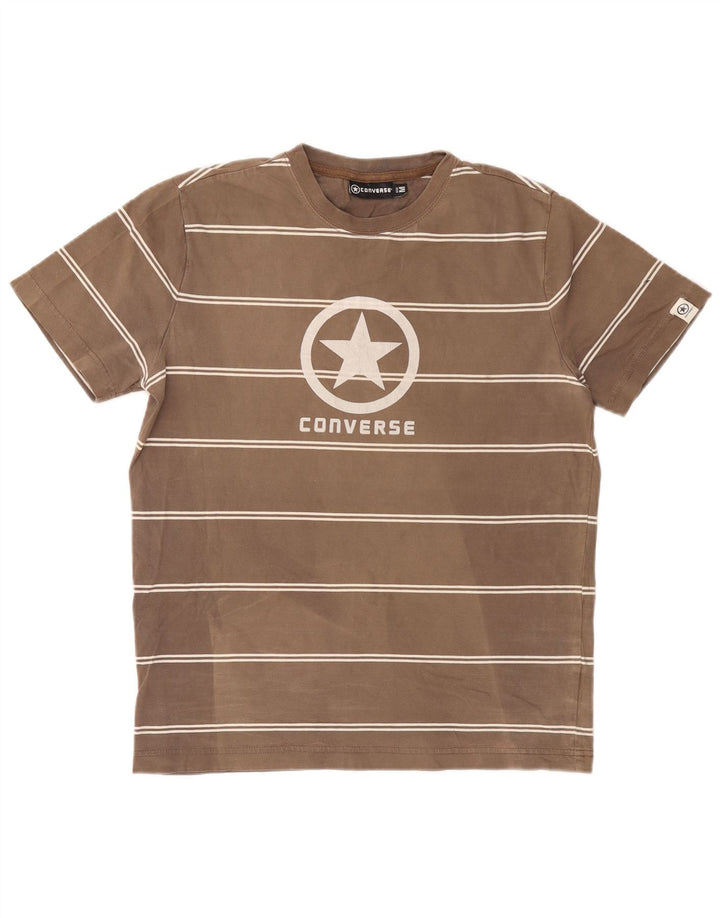 Converse Mens Graphic T-Shirt Top Medium Brown Striped Cotton