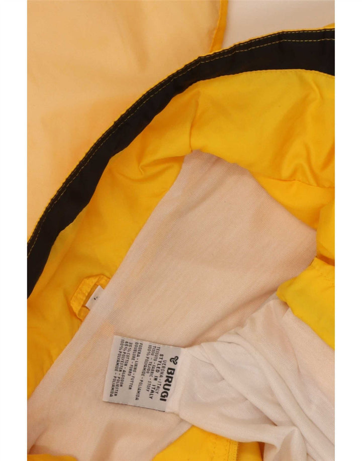 Brugi Mens Hooded Rain Jacket UK 40 Large Yellow Polyamide