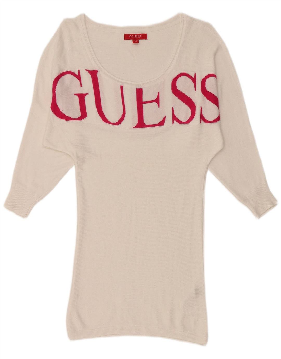 GUESS Womens Graphic 3/4 Sleeve Jumper Dress UK 6 XS White Viscose