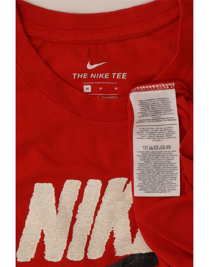 NIKE Mens Graphic T-Shirt Top Medium Red Cotton