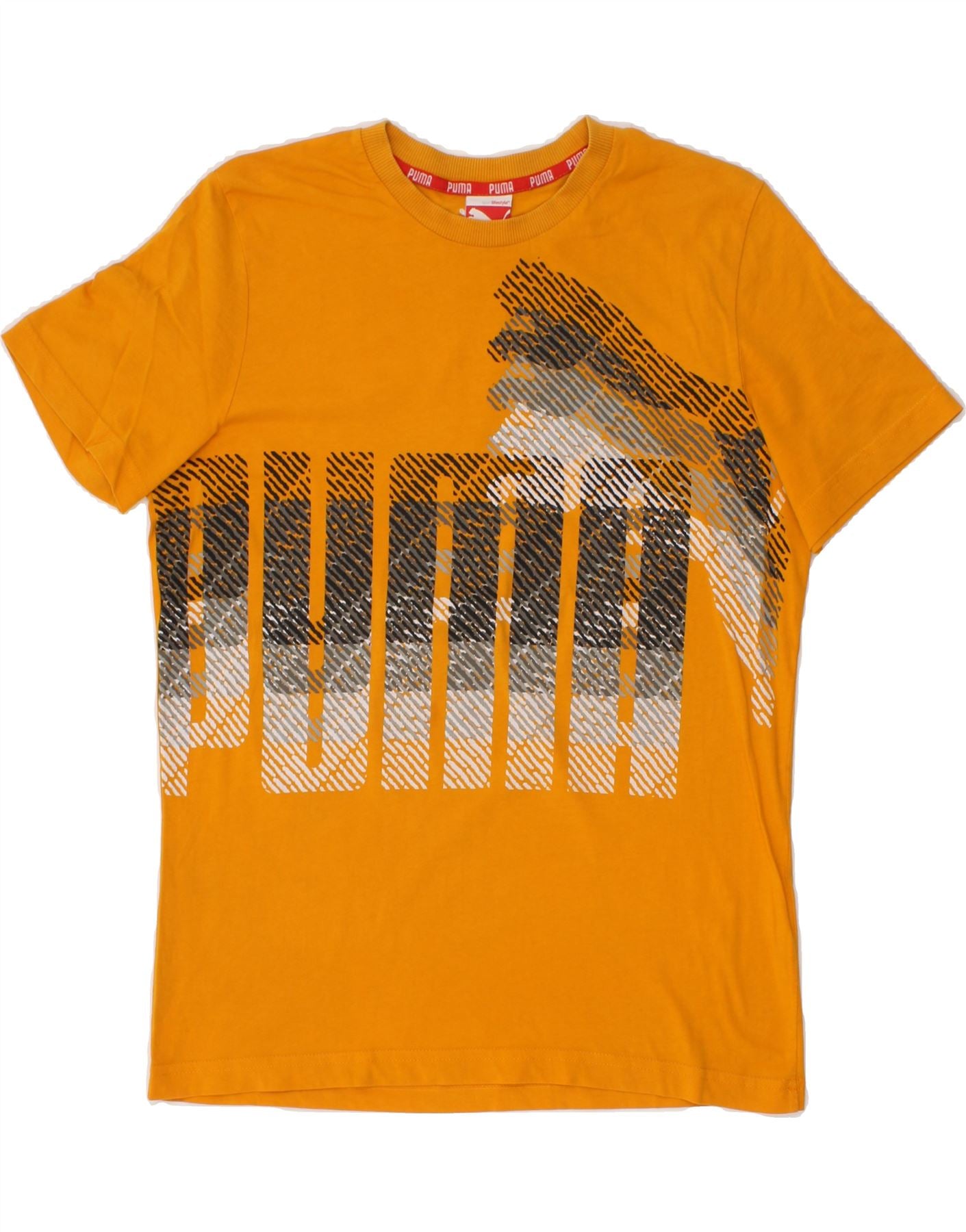 PUMA Mens Graphic T-Shirt Top Medium Yellow