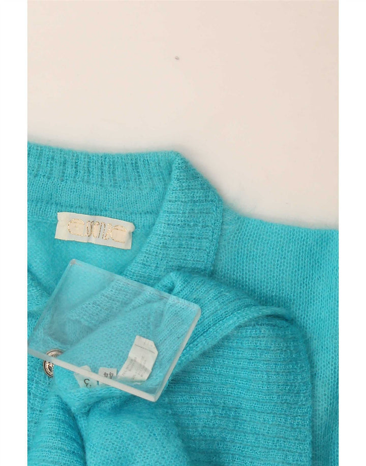 Vintage Womens Polo Neck Jumper Sweater IT 44 Medium Blue Mohair