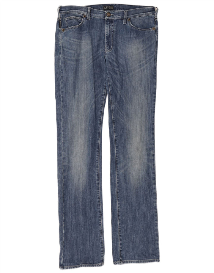 Armani Mens Straight Jeans W33 L35 Blue Cotton