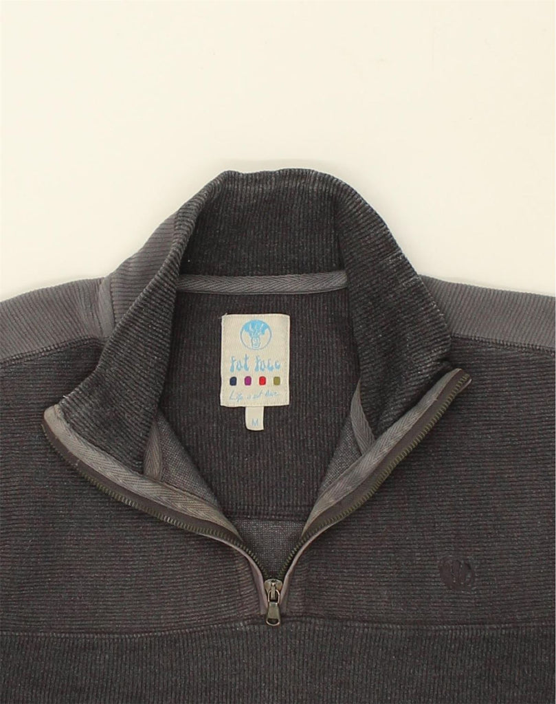 FAT FACE Mens Zip Neck Sweatshirt Jumper Medium Grey Colourblock Cotton | Vintage Fat Face | Thrift | Second-Hand Fat Face | Used Clothing | Messina Hembry 