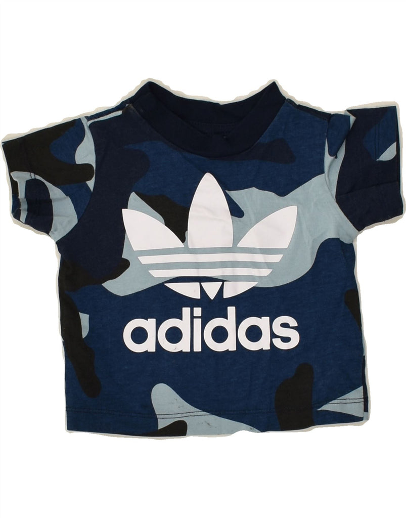 ADIDAS Baby Boys Graphic T-Shirt Top 3-6 Months Blue Camouflage Cotton | Vintage Adidas | Thrift | Second-Hand Adidas | Used Clothing | Messina Hembry 