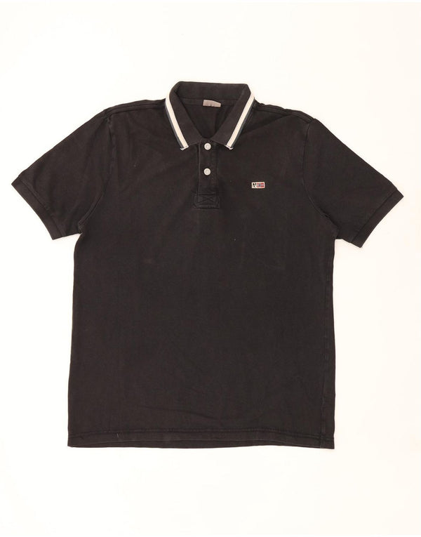 NAPAPIJRI Mens Geographic Polo Shirt XL Black Striped Cotton
