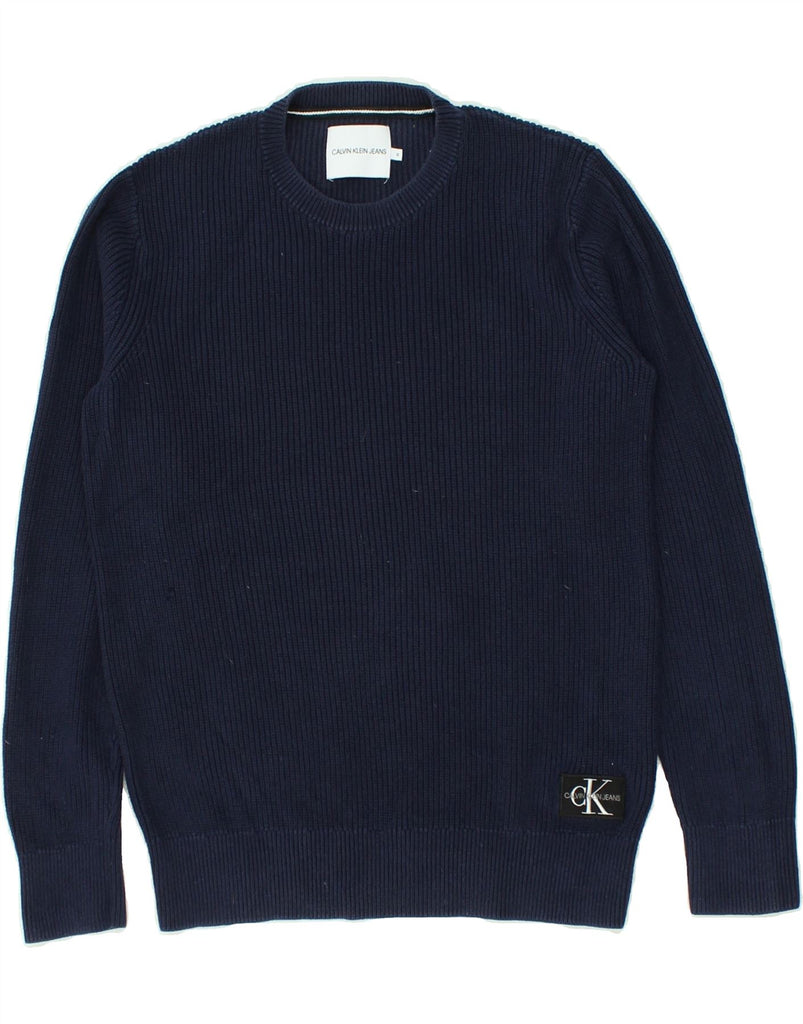 CALVIN KLEIN Boys Crew Neck Jumper Sweater 11-12 Years Navy Blue Cotton | Vintage Calvin Klein | Thrift | Second-Hand Calvin Klein | Used Clothing | Messina Hembry 