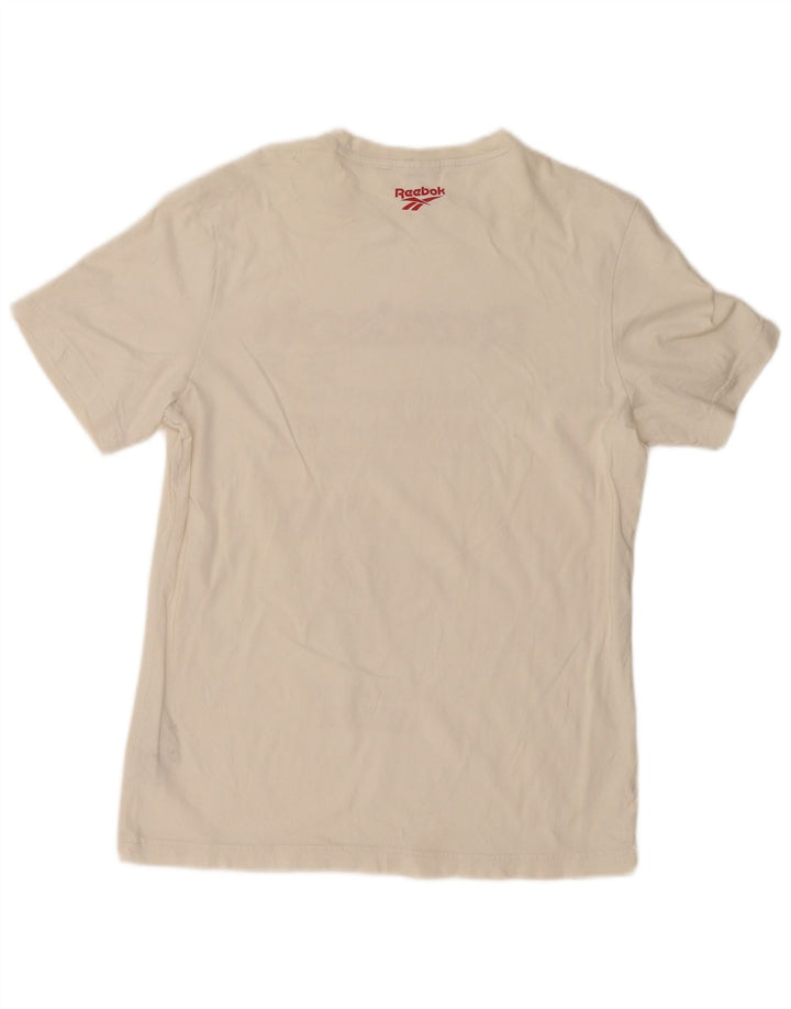 Reebok Mens Graphic T-Shirt Top Medium Off White Cotton