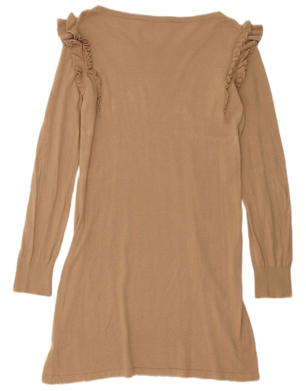 Oasis Womens Jumper Dress UK 10 Small Beige Cotton