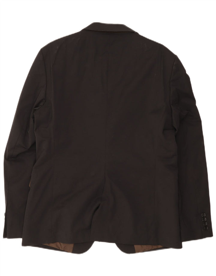 Zara Mens 2 Button Blazer Jacket EU 54 XL Black Cotton