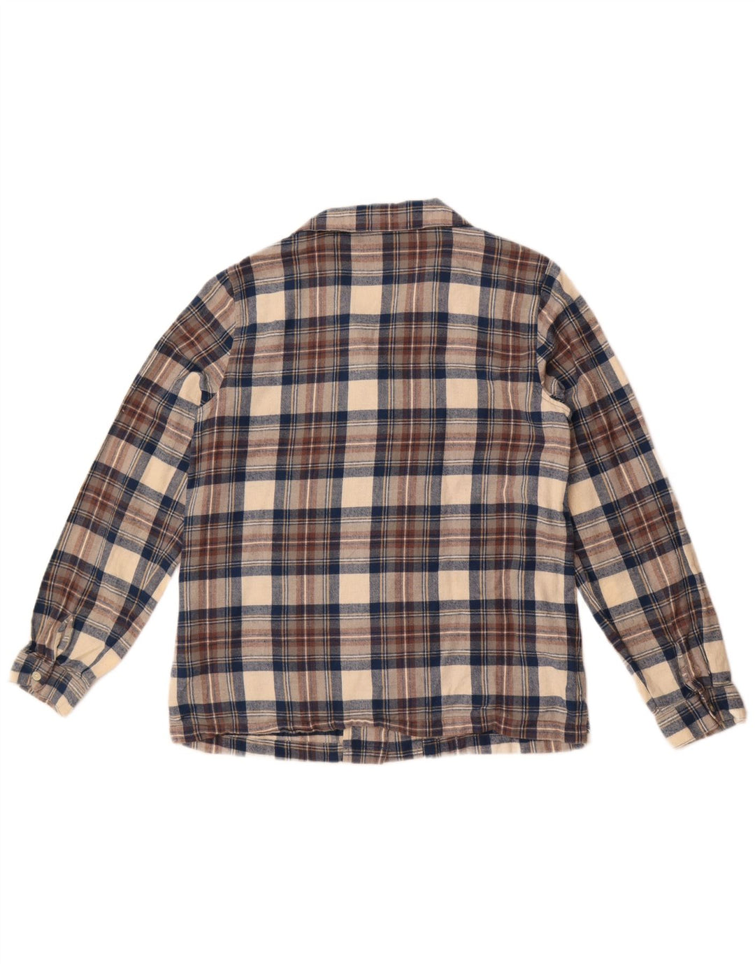 L.L.Bean Womens Oversized Flannel Shirt UK 10 Small Beige Check