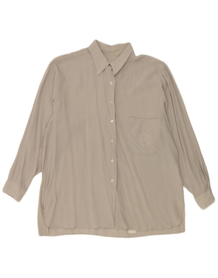 Pancaldi Womens Shirt Blouse UK 18 XL Grey Silk