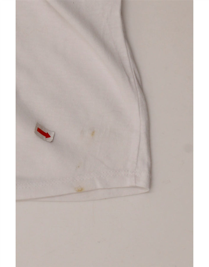 AVIREX Womens Crop Graphic T-Shirt Top UK 22 2XL White Cotton