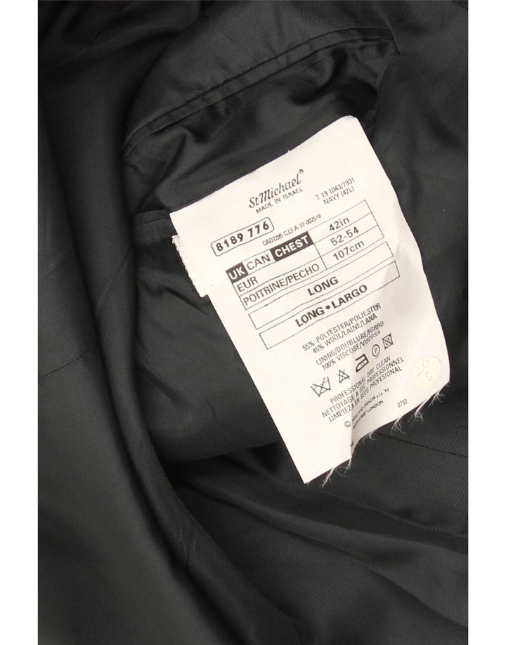 Marks & Spencer Mens 2 Button Blazer Jacket Size 42 Large Black Wool