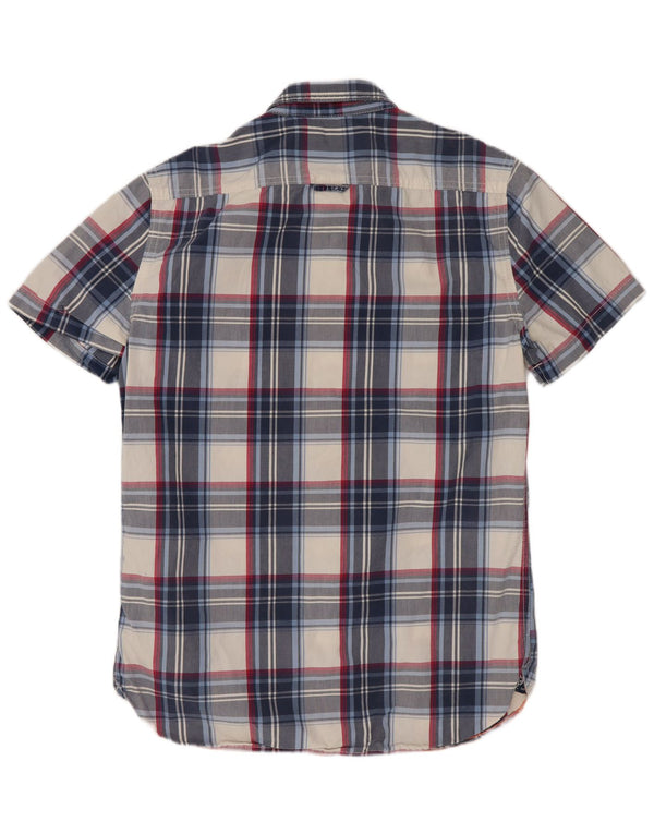 Superdry Mens Short Sleeve Shirt Medium Blue Check