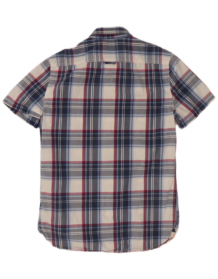 Superdry Mens Short Sleeve Shirt Medium Blue Check
