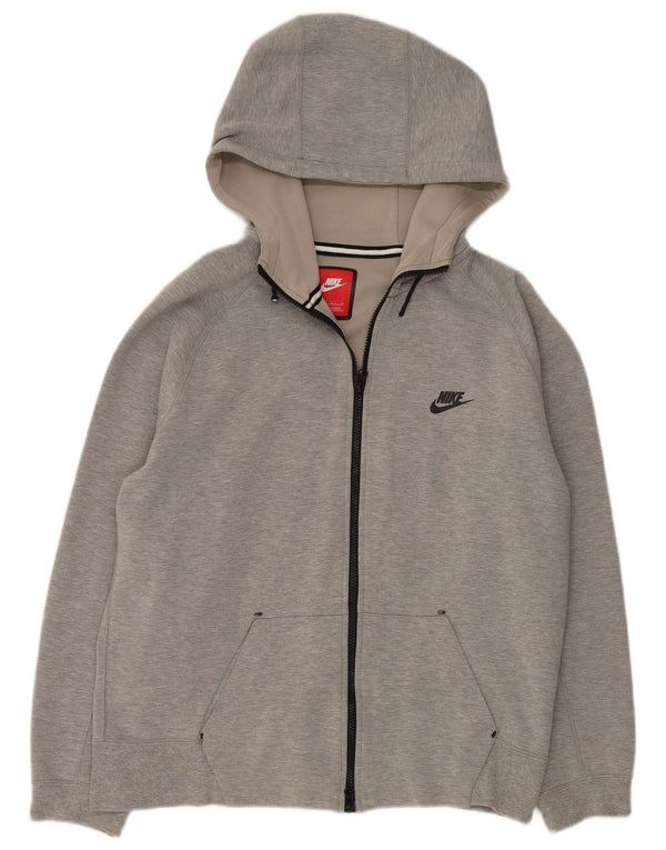 Nike Mens Zip Hoodie Sweater Large Grey Cotton
