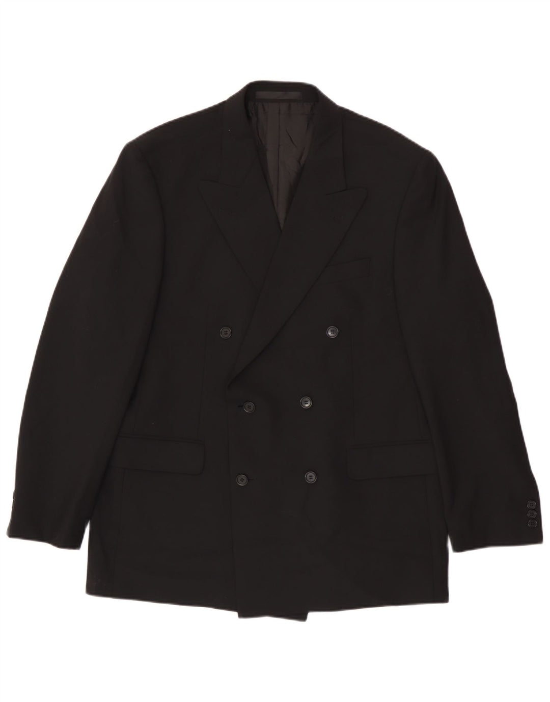 Marks & Spencer Mens Double Breasted Blazer Jacket UK 42 Large Black