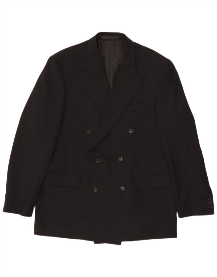 Marks & Spencer Mens Double Breasted Blazer Jacket UK 42 Large Black