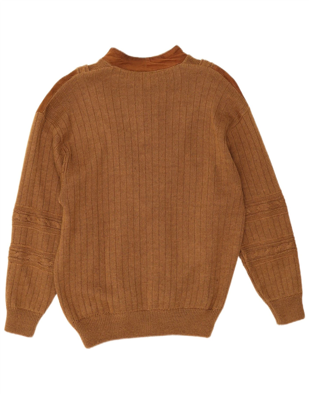 Laura Pucci Mens Button Neck Jumper Sweater Medium Brown