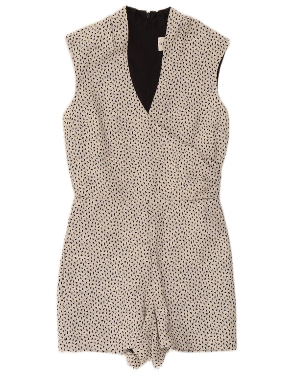 Reiss Womens Playsuit UK 8 Small White Spotted Cotton