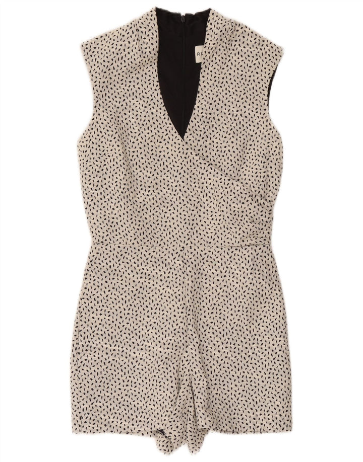 Reiss Womens Playsuit UK 8 Small White Spotted Cotton