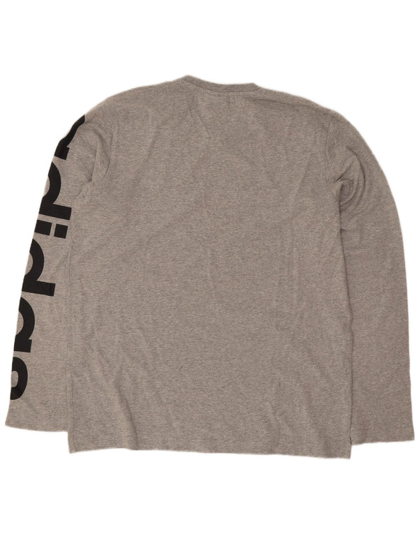 Adidas Mens Graphic Top Long Sleeve Large Grey Flecked Cotton