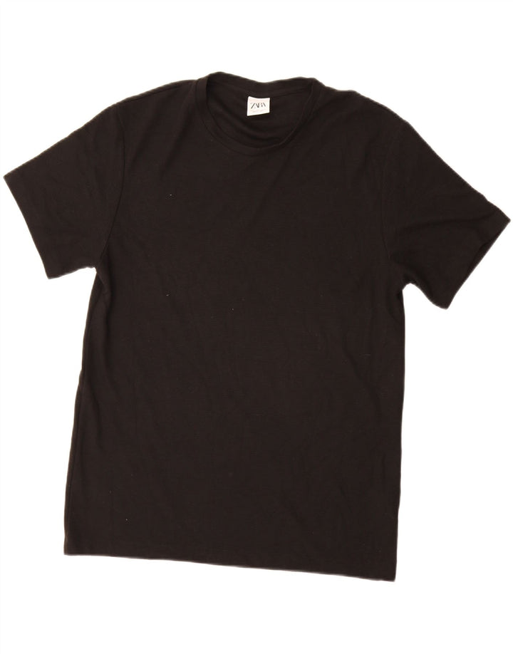 ZARA Mens T-Shirt Top Large Black Polyester