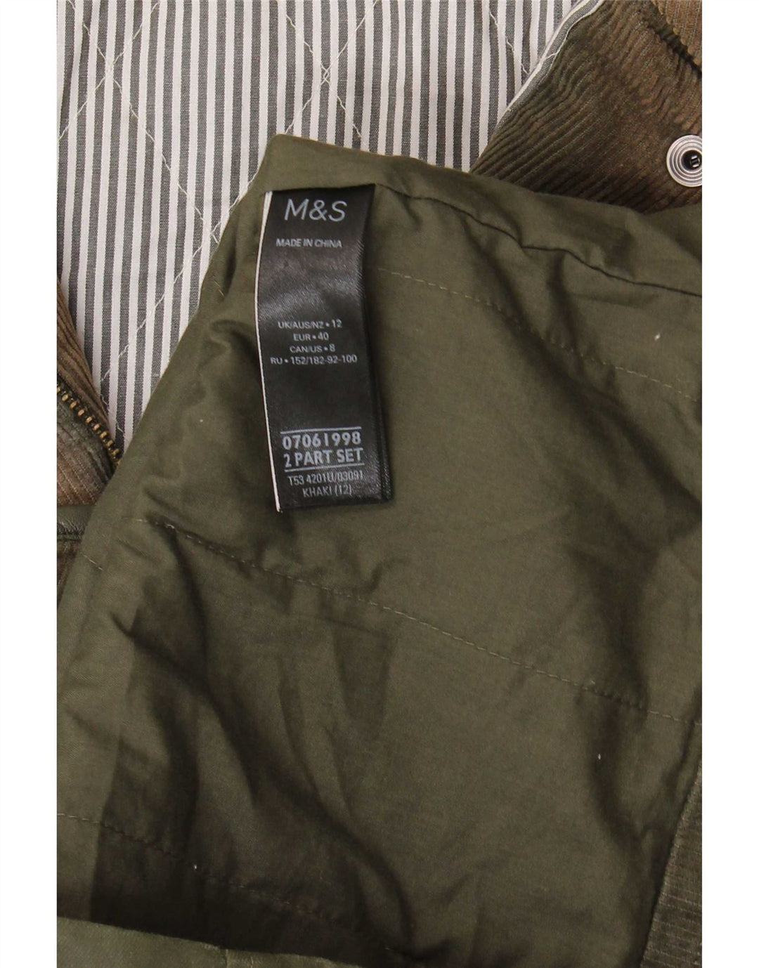Marks & Spencer Womens Hooded Waxed Cotton Jacket UK 12 Medium Khaki