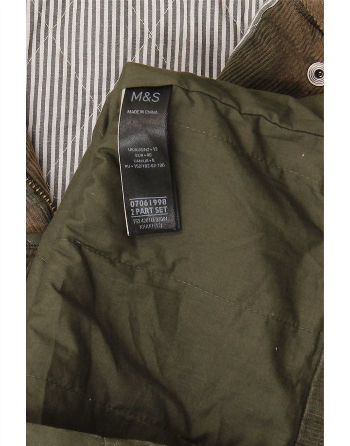 Marks & Spencer Womens Hooded Waxed Cotton Jacket UK 12 Medium Khaki