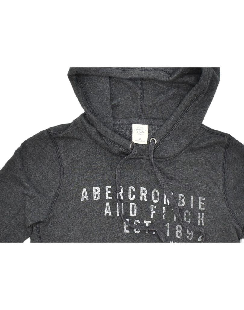 ABERCROMBIE & FITCH Womens Oversized Graphic Hoodie Jumper UK 6 XS Grey | Vintage | Thrift | Second-Hand | Used Clothing | Messina Hembry 