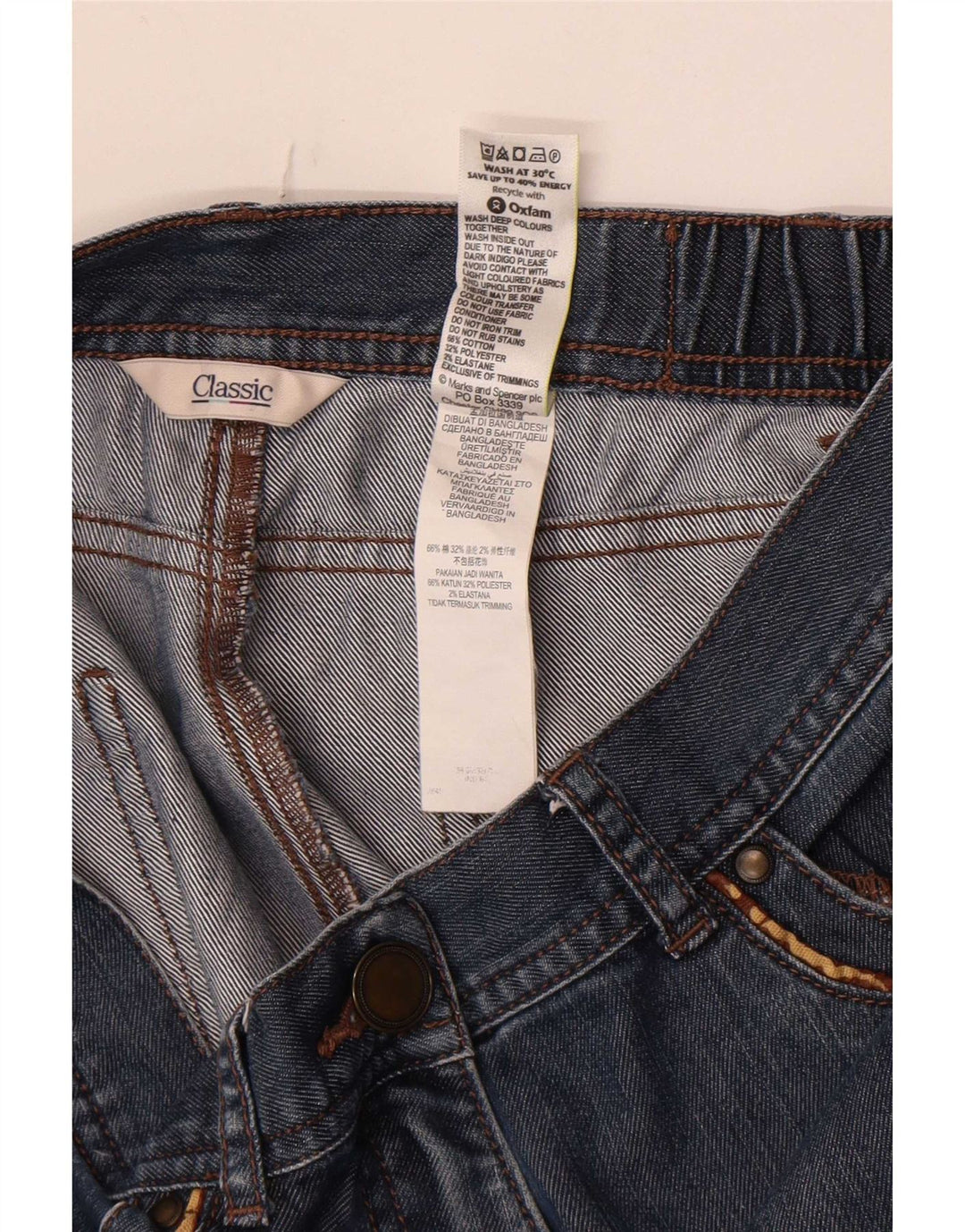 Marks & Spencer Womens Classic Straight Jeans UK 10 Small W28 L27 Blue