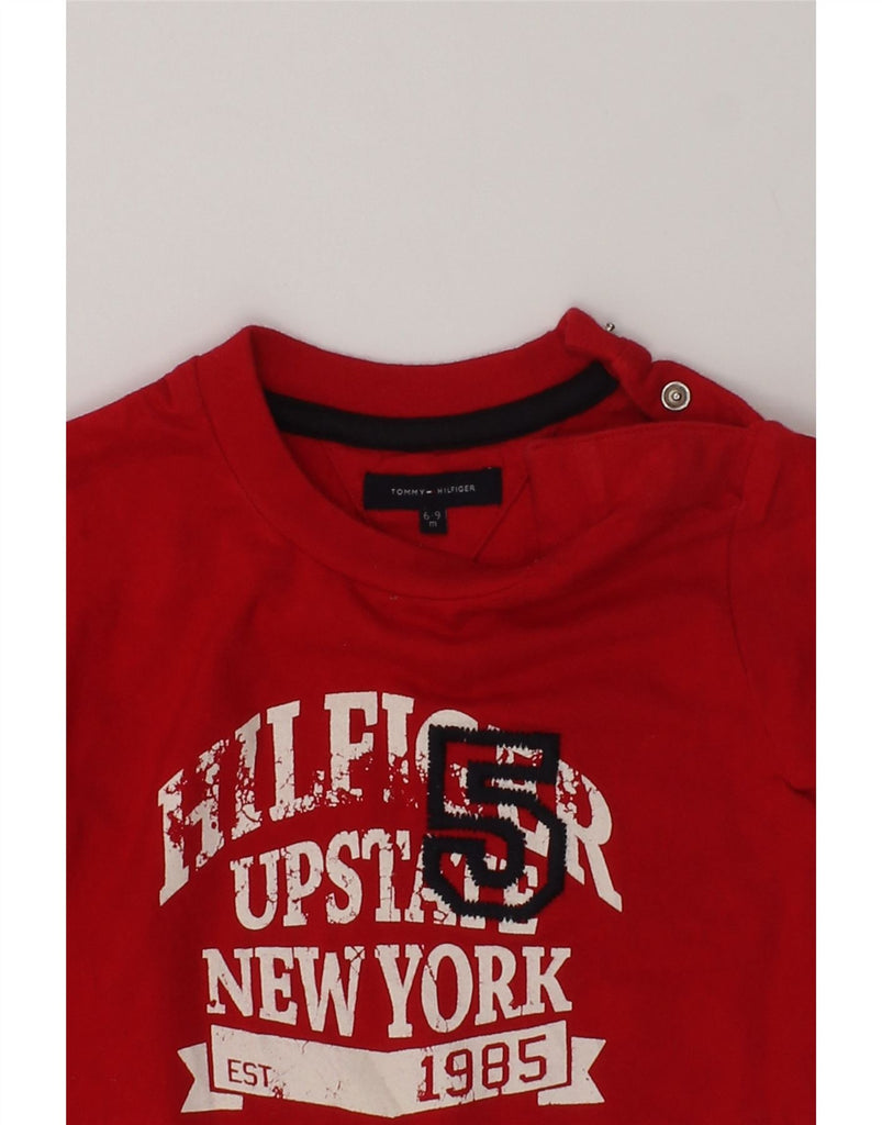 TOMMY HILFIGER Baby Boys Graphic Top Long Sleeve 6-9 Months Red Cotton | Vintage Tommy Hilfiger | Thrift | Second-Hand Tommy Hilfiger | Used Clothing | Messina Hembry 