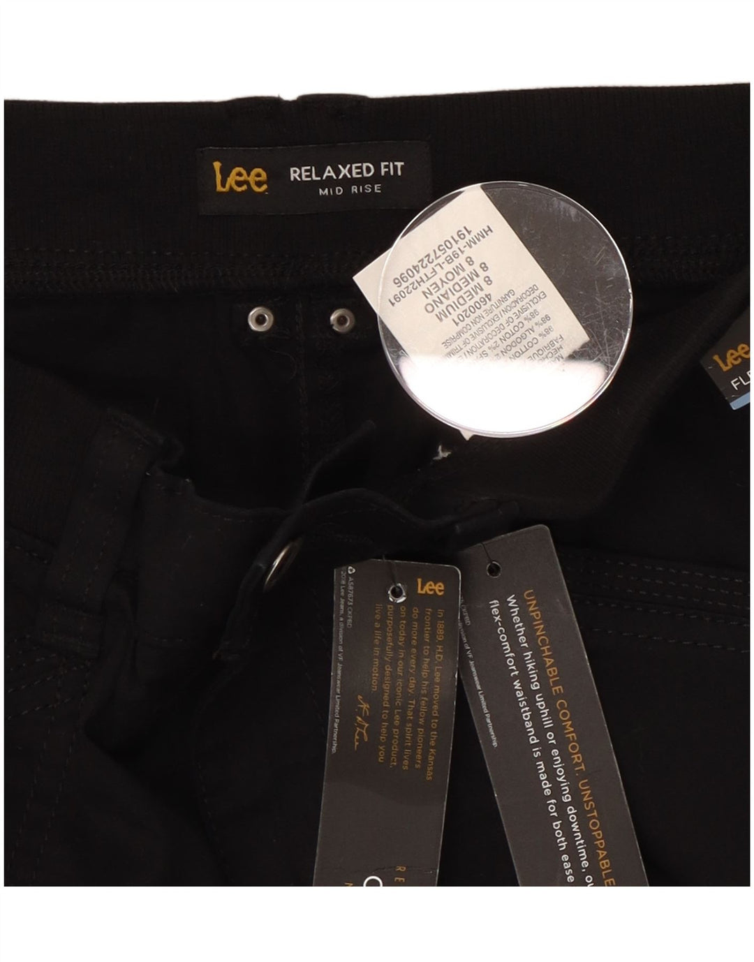 Lee Womens Mid Rise Relaxed Fit Capri Trousers US 8 Medium W30 L21 Black