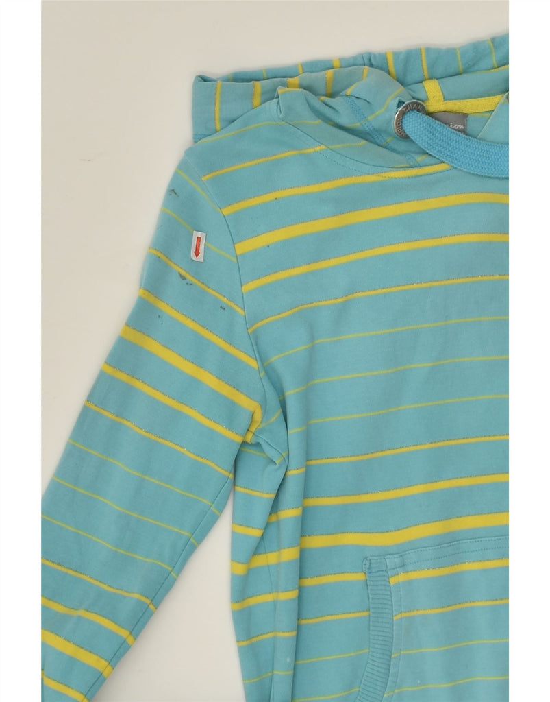 CHAMPION Womens Hoodie Jumper UK 12 Medium Turquoise Striped Cotton | Vintage Champion | Thrift | Second-Hand Champion | Used Clothing | Messina Hembry 