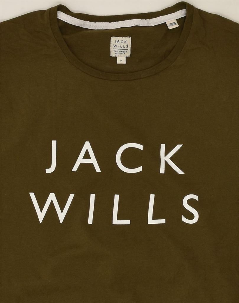 JACK WILLS Mens Graphic T-Shirt Top Medium Khaki Cotton | Vintage Jack Wills | Thrift | Second-Hand Jack Wills | Used Clothing | Messina Hembry 