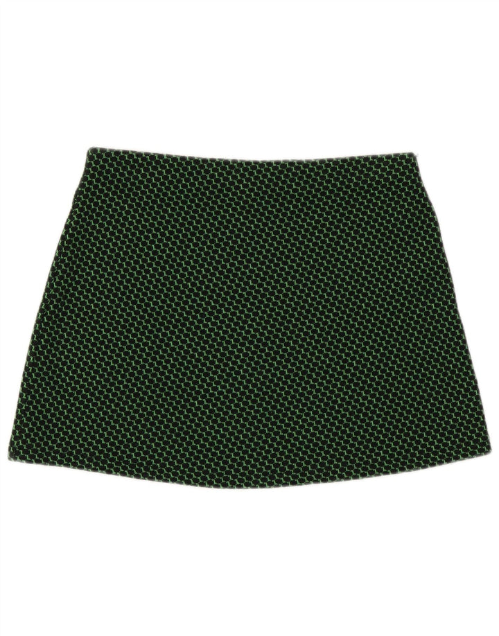 Zara Womens Knit Mini Skirt Large W30 Green Geometric
