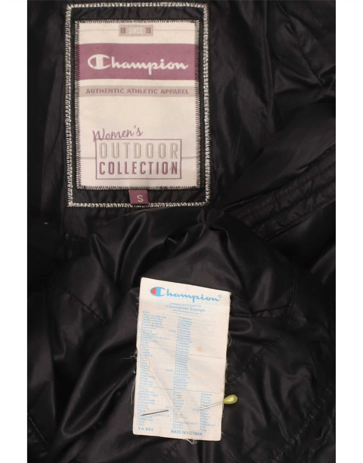 Champion Womens Hooded Padded Jacket UK 10 Small Black Polyester