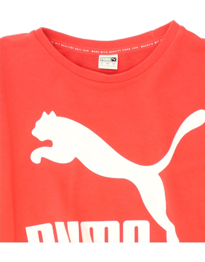 PUMA Womens Graphic Sweatshirt Jumper UK 10 Small Red Cotton | Vintage Puma | Thrift | Second-Hand Puma | Used Clothing | Messina Hembry 