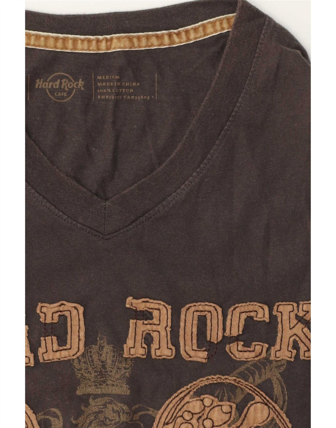 Hard Rock Cafe Mens Hollywood Graphic T-Shirt Top Medium Grey Cotton