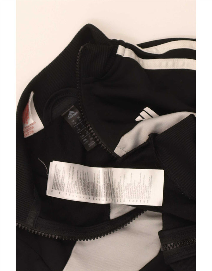 Adidas Boys Tracksuit Top Jacket 7-8 Years Black Colourblock Polyester