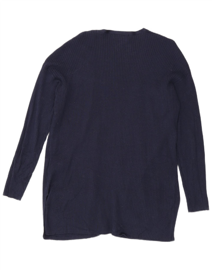 Marks & Spencer Womens Longline Cardigan Sweater UK 14 Medium Navy Blue