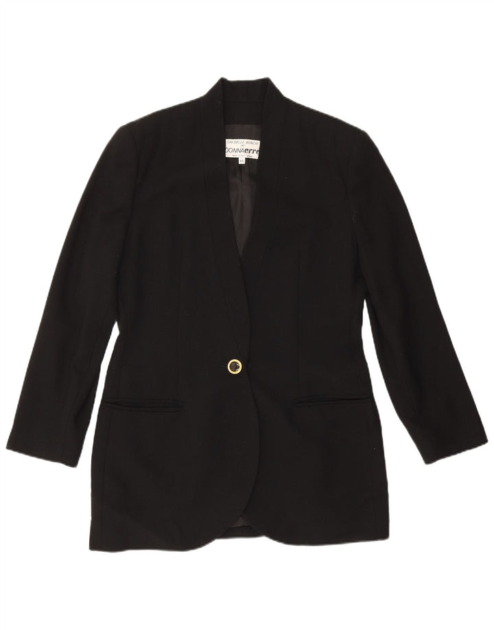Vintage Womens 1 Button Blazer Jacket IT 44 Medium Black
